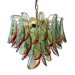 Люстра стеклянная с зелеными лепестками Green Leaf Fall варинант исполнения - 1 | Loft Concept в Костроме