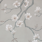 Обои ручная роспись Magnolia Canopy Original Colourway on Oyster Shell metallic silk варинант исполнения - 1 | Loft Concept в Костроме