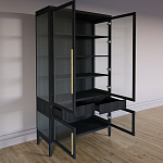 Витрина Primo со стеклянными фасадами и 2 ящиками Черный дуб варинант исполнения - 9 | Loft Concept в Костроме