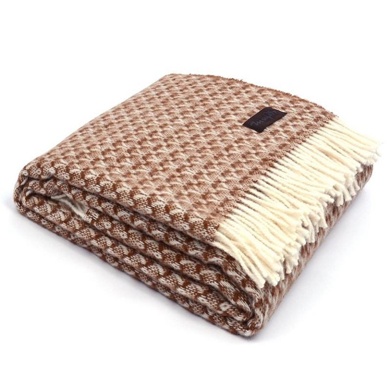 Плед BRIAS TRIANGLE 1200 Marzotto Бежево-серый Коричневый в Костроме | Loft Concept 