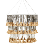 Люстра трехъярусная с декором из круглых деревянных бусин с кисточками Gray Brown Wooden Beads Chandelier варинант исполнения - 3 | Loft Concept в Костроме