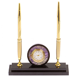 Часы настольные с двумя ручками из натурального камня Stone Clock варинант исполнения - 1 | Loft Concept в Костроме