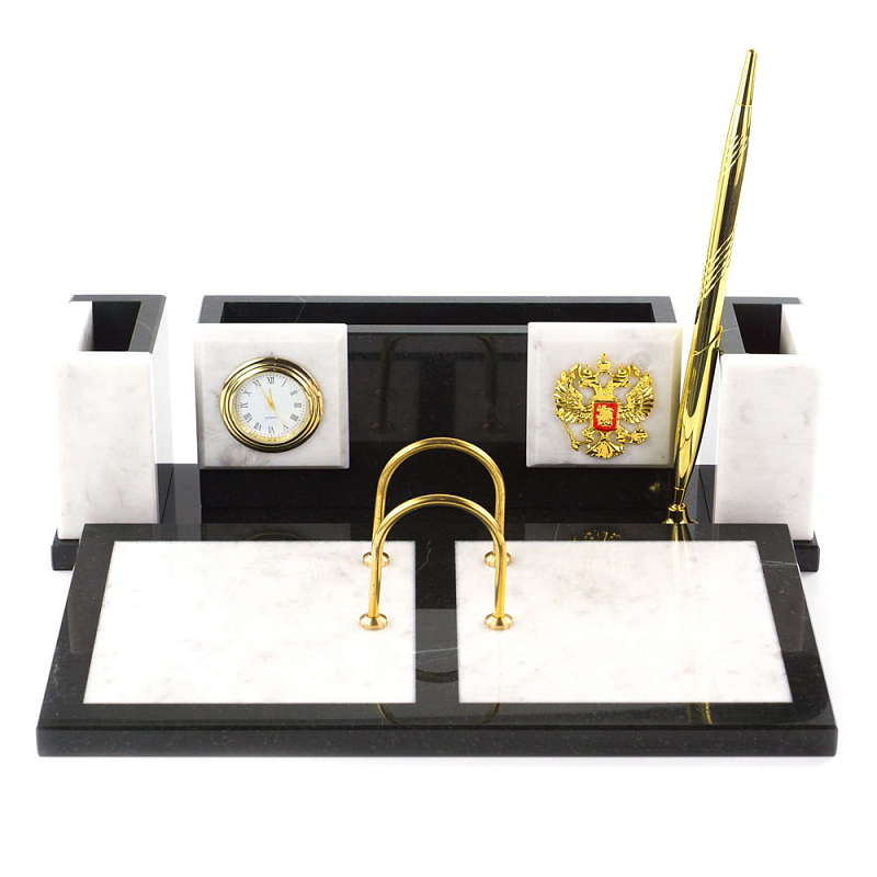 Настольный письменный набор из белого мрамора и змеевика Marble Accessory Золотой Белый Мрамор Bianco Черный Настольный письменный набор из белого мрамора и змеевика Marble Accessory Золотой Белый Мрамор Bianco Черный в Костроме | Loft Concept