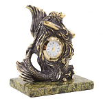 Часы настольные бронзовые в виде русалочки из натурального камня Змеевик Mermaid Stone Clock варинант исполнения - 3 | Loft Concept в Костроме