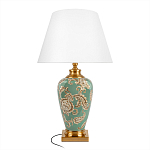 Настольная лампа бирюзовая с цветочным принтом Turquoise Flight варинант исполнения - 1 | Loft Concept в Костроме