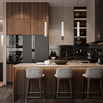 Подвесной светильник с узким цилиндрическим плафоном и черным металлическим декором Concrete Pipe варинант исполнения - 14 | Loft Concept в Костроме