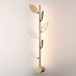 Бра с золотистой вертикальной трубкой и декоративными прозрачными листьями из стекла Sylva  варинант исполнения - 3 | Loft Concept в Костроме