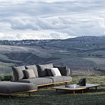 Дизайнерский кофейный стол из дерева с керамической столешницей уличный SWAY Coffee Table варинант исполнения - 7 | Loft Concept в Костроме