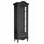 Витрина черная однодверная из массива бука с 4-мя полками и ящиком Black Provence варинант исполнения - 1 | Loft Concept в Костроме