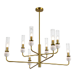 Люстра с 8-ю плафонами в форме стеклянных трубок и мраморных декоративных элементов Montreal варинант исполнения - 9 | Loft Concept в Костроме