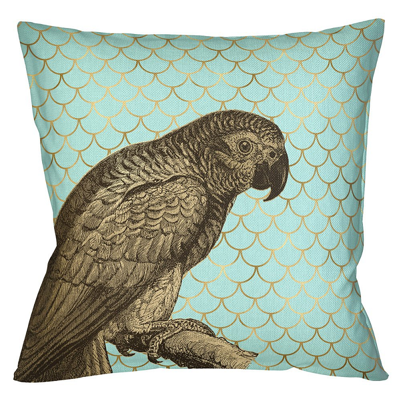 Подушка Safari light blue parrot Бирюзовый Глянцевое золото Подушка Safari light blue parrot Бирюзовый Глянцевое золото в Костроме | Loft Concept