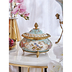 Шкатулка с крышкой из голубого фарфора с риунком птиц и цветов Blue Garden варинант исполнения - 3 | Loft Concept в Костроме