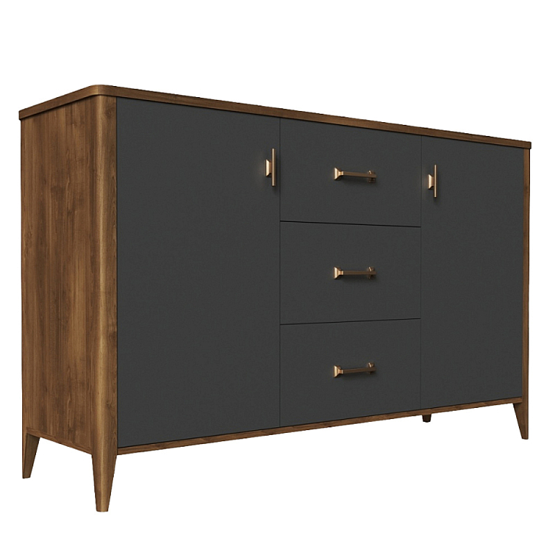 Комод с тремя ящиками и дверцами из массива бука Tasteful Furniture Серый Комод с тремя ящиками и дверцами из массива бука Tasteful Furniture Серый в Костроме | Loft Concept