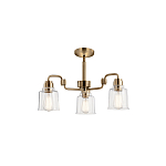 Люстра цвета латунь с 3-мя прозрачными стеклянными плафонами Kichler варинант исполнения - 3 | Loft Concept в Костроме