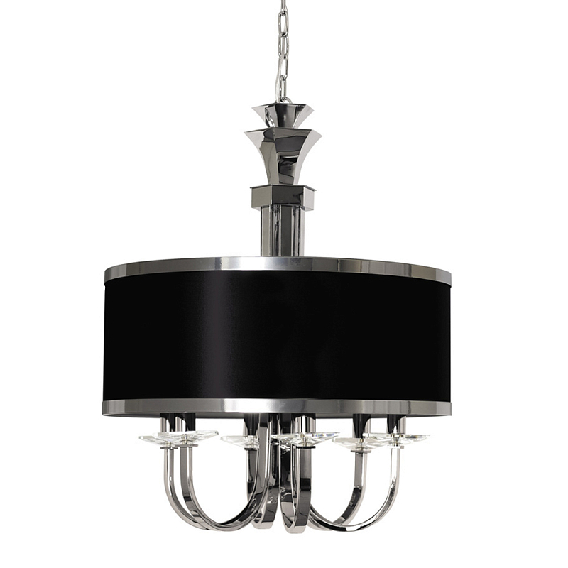 Люстра подвесная круглая с черным абажуром и чашей крепления в форме многогранника Natural Concepts Хром Сталь Золотой в Костроме | Loft Concept 