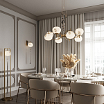 Подвесной светильник с шарообразным плафоном из белого стекла с подвеской из камня и кисточкой Agatelle варинант исполнения - 5 | Loft Concept в Костроме