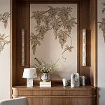 Обои с вышивкой ручной работы Deco Wisteria ﻿Midas colourway on Liso Pearl wool sateen варинант исполнения - 4 | Loft Concept в Костроме