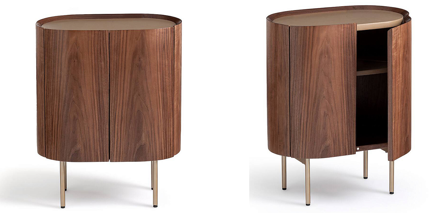 Тумба округлой формы Walnut and Leather массив ореха и столешница из натуральной кожи Тумба округлой формы Walnut and Leather массив ореха и столешница из натуральной кожи - Loft-Concept в Костроме