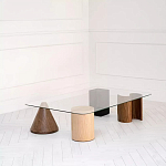 Дизайнерский журнальный стол с прозрачной столешницей и ножками в форме геометрических фигур Pytusin варинант исполнения - 1 | Loft Concept в Костроме