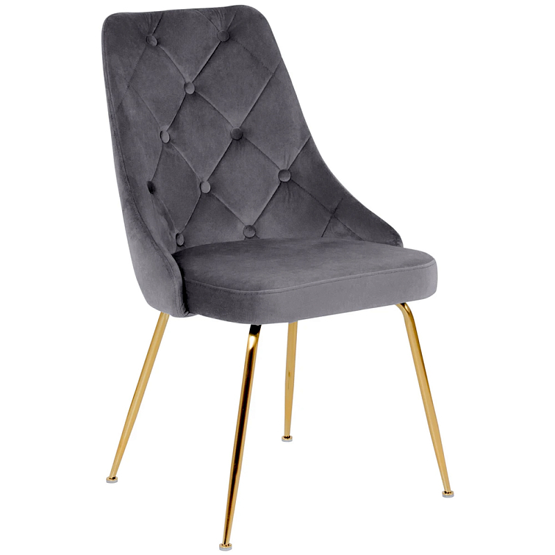 Стул в серой велюровой обивке Ward Grey Velour Chair Золотой Серый Стул в серой велюровой обивке Ward Grey Velour Chair Золотой Серый в Костроме | Loft Concept