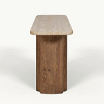 Консоль с овальной столешницей и фактурным деревянным основанием Enzo варинант исполнения - 1 | Loft Concept в Костроме