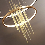 Люстра подвесная с 2-мя круглыми подвесами в черном и золотистом цвете и вертикальными подвесками Ring Horizontal варинант исполнения - 3 | Loft Concept в Костроме