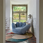 Дизайнерское плюшевое кресло в форме руки голубое Poltronova Joe Plush Baby Blue Armchair варинант исполнения - 4 | Loft Concept в Костроме