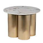 Стол журнальный круглый керамогранит белый Keramos варинант исполнения - 1 | Loft Concept в Костроме