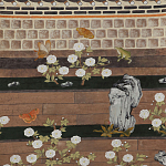 Обои ручная роспись The Art of Learning and Steps for the Flowers by Teo Yang Special Colourway on purple painted Xuan paper варинант исполнения - 2 | Loft Concept в Костроме