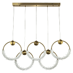 Линейная люстра с плафонами в виде пяти колец Five Rings Gilbertine Linear Chandelier варинант исполнения - 2 | Loft Concept в Костроме