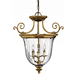Люстра подвесная цвета латунь с прозрачным стеклянным плафоном и тремя лампами в классическом стиле на цепи Hinkley варинант исполнения - 1 | Loft Concept в Костроме