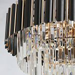 Люстра из черного металла с многоярусными подвесками из прозрачного хрусталя на золотой цепи Empire Black Chandelier Crystal варинант исполнения - 5 | Loft Concept в Костроме