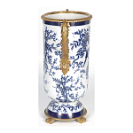 Ваза с бронзовыми ручками и синим цветочным узором Blue & White Ornament варинант исполнения - 3 | Loft Concept в Костроме