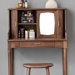 Туалетный стол деревянный с ящиком и зеркалом Moon Walnut Furniture варинант исполнения - 5 | Loft Concept в Костроме