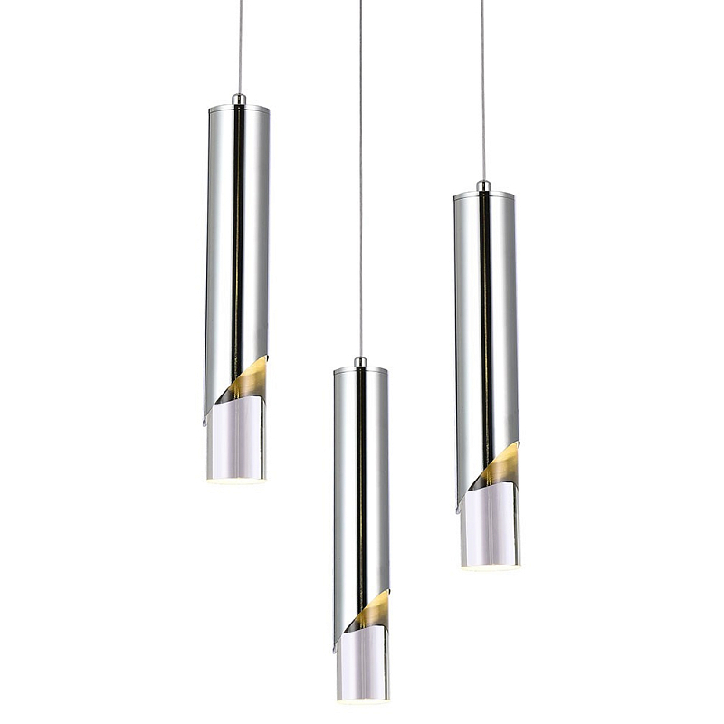 Подвесной светильник Metal Acrylic Tube Trio Chrome Hanging Lamp Прозрачный Хром Подвесной светильник Metal Acrylic Tube Trio Chrome Hanging Lamp Прозрачный Хром в Костроме | Loft Concept