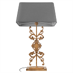 Настольная лампа на ажурном чугунном основании с серым абажуром Openwork Lamp варинант исполнения - 3 | Loft Concept в Костроме