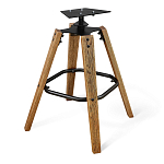 Барный стул со спинкой и металлической подставкой на 4-х деревянных ножках Бежевый Велюр Vendramin Chair варинант исполнения - 9 | Loft Concept в Костроме