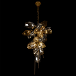 Люстра подвесная вытянутой формы с плафонами из стекла и металла с двумя вертикальными подвесками Gilded Mirage  варинант исполнения - 6 | Loft Concept в Костроме