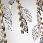 Люстра с золотистыми трубками и прозрачными стеклянными листьями на подвесах Sylva  варинант исполнения - 7 | Loft Concept в Костроме
