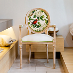 Стул с подлокотниками золотистый из бука с изображением птиц и цветов Blooming Red Birds варинант исполнения - 3 | Loft Concept в Костроме