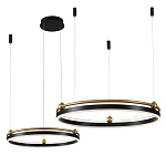Люстра подвесная с двумя кольцами черного и золотого цвета Ring Horizontal варинант исполнения - 2 | Loft Concept в Костроме