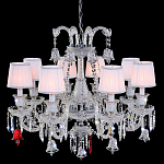 Люстра с 8-ю белыми текстильными абажурами и хрустальными подвесками Lustre Reverie варинант исполнения - 1 | Loft Concept в Костроме