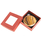 Зеркало карманное складное круглое из натурального камня Оникс в подарочной упаковке Gold Stone Mirrors варинант исполнения - 3 | Loft Concept в Костроме