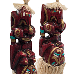 Комплект из 2-х деревянных статуэток Asmat Straw Headdress Statuettes Red Tattoo варинант исполнения - 3 | Loft Concept в Костроме