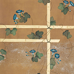 Обои ручная роспись Morning Glory Original colourway on gold metallic silk варинант исполнения - 2 | Loft Concept в Костроме