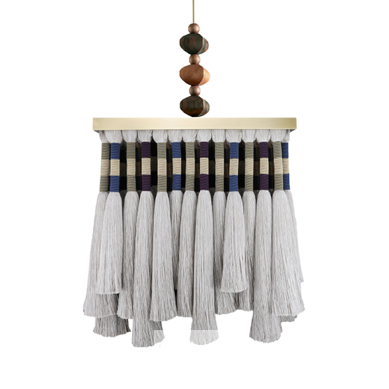 Люстра квадратная плетеная с бахромой Wicker Square Chandelier with Tassels Мульти Люстра квадратная плетеная с бахромой Wicker Square Chandelier with Tassels Мульти в Костроме | Loft Concept