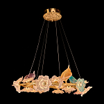 Люстра круглая на золотом каркасе с птичками и цветочным декором Miscellaneous herbs варинант исполнения - 1 | Loft Concept в Костроме