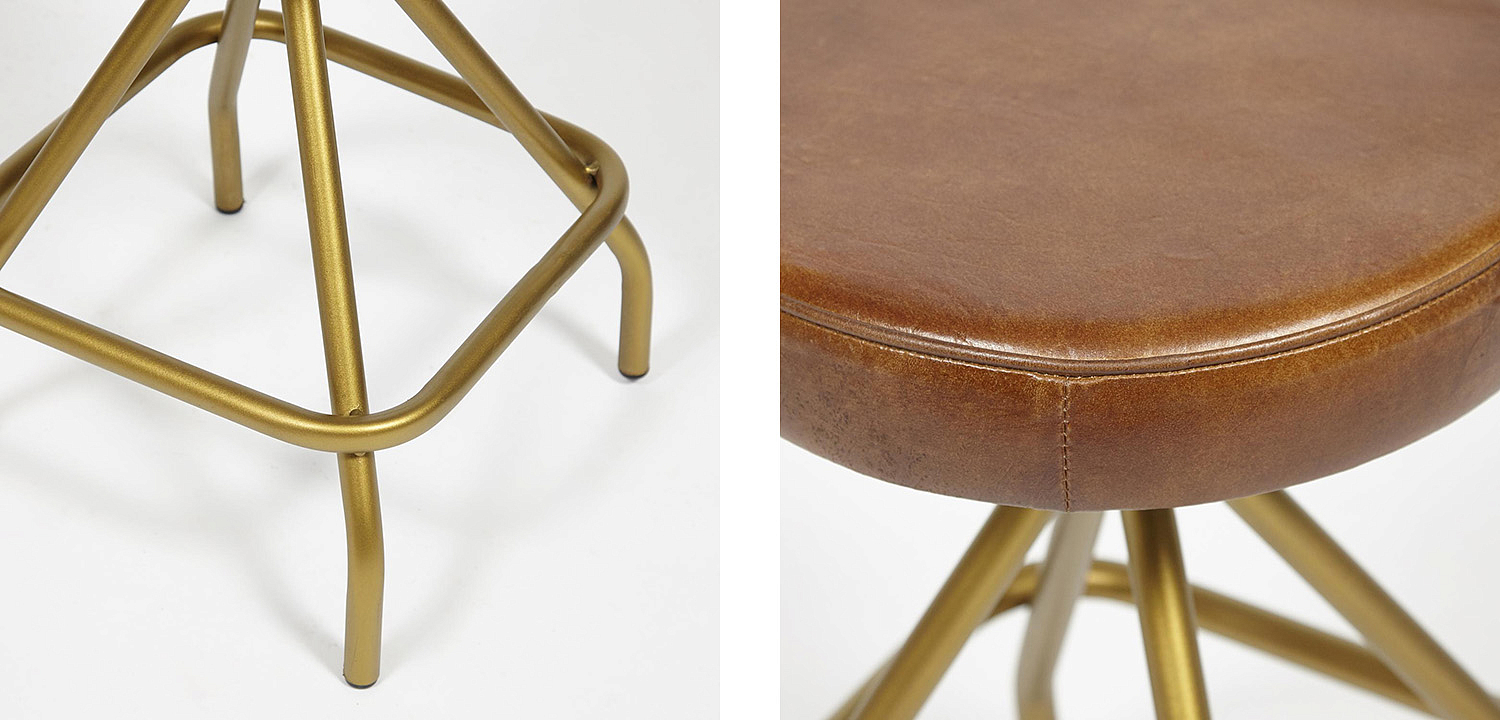 Стул из кожи буйвола Industrial leather stool Стул из кожи буйвола Industrial leather stool - Loft-Concept в Костроме