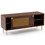 ТВ-тумба из ореха с плетеным декором Eland Wooden Wicker TV Stand варинант исполнения - 2 | Loft Concept в Костроме