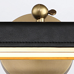 Светильник для картин цвет винтажная латунь с прямоугольным плафоном из кожи черного цвета Alora варинант исполнения - 5 | Loft Concept в Костроме